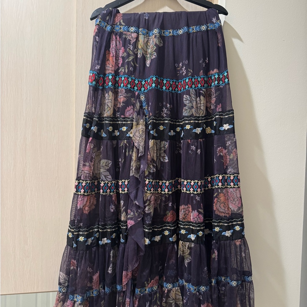 Johnny Was Floral Maxi Skirt - Black and Multicolor